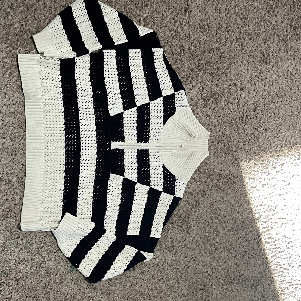 a new day Black and White Striped Turtleneck Sweater